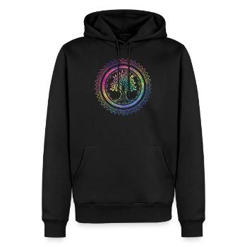 Yoga Lebensbaum Mandala Esoterik Geschenk - Männer Premium Bio Hoodie - Schwarz - Vorne - Nico (187cm)