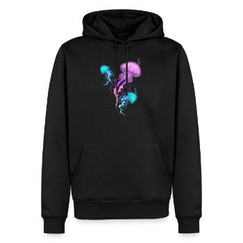 Qualle - Männer Premium Bio Hoodie - Schwarz - Vorne - Nico (187cm)