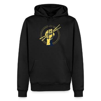 Batterie pilon rock - Sweat à capuche Premium bio Homme - noir - Devant - Nico (187cm)