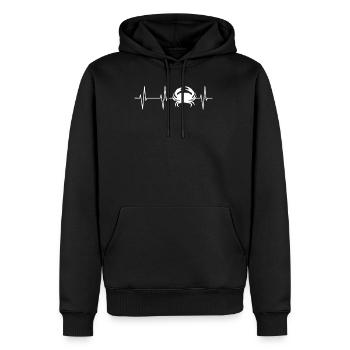 Crab Heartbeat Tshirt - Men’s Premium Organic Hoodie - black - Front - Nico (187cm)