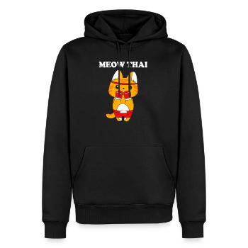 Muay Thai Katze - Männer Premium Bio Hoodie - Schwarz - Vorne - Nico (187cm)