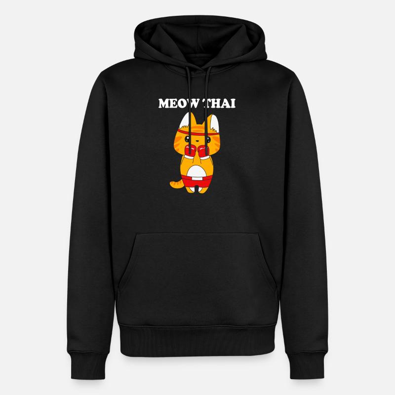 Muay Thai Katze - Männer Premium Bio Hoodie - Schwarz