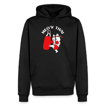 Thai Boxing Katze - Männer Premium Bio Hoodie - Schwarz - Vorne - Nico (187cm)
