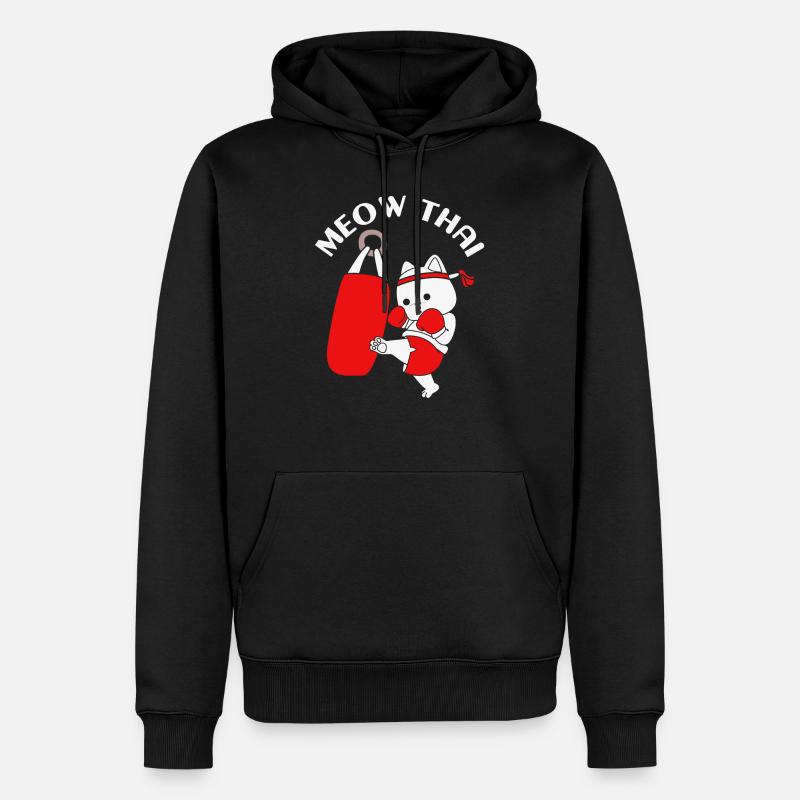 Thai Boxing Katze - Männer Premium Bio Hoodie - Schwarz