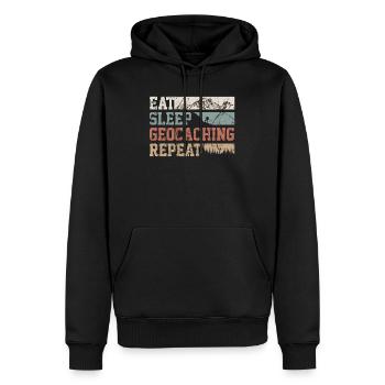 Geocaching EAT SLEEP REPEAT Geocacher Cache Nature - Sweat à capuche Premium bio Homme - noir - Devant - Nico (187cm)