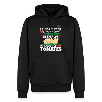 Jardinier Cadeau Drôles Tomates Jardinage Humour - Sweat à capuche Premium bio Homme - noir - Devant - Nico (187cm)