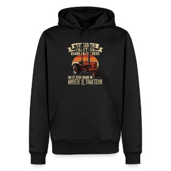 On n'arrête pas le tracteur quand on est vieux - Sweat à capuche Premium bio Homme - noir - Devant - Nico (187cm)