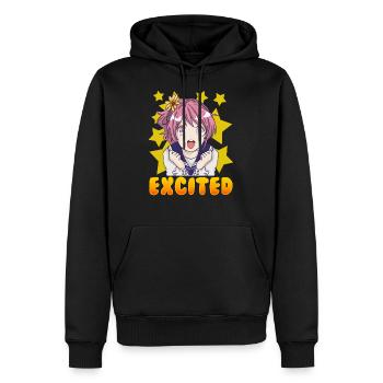 Nettes Anime japanisches Mädchen Manga aufgeregtes Gesicht - Männer Premium Bio Hoodie - Schwarz - Vorne - Nico (187cm)