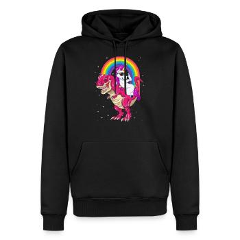 Dinosaure Licorne T rex Humour Cadeau Magique - Sweat à capuche Premium bio Homme - noir - Devant - Nico (187cm)
