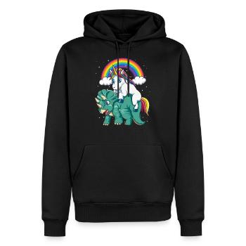 Dinosaure Licorne Tricératops Cadeau Magique - Sweat à capuche Premium bio Homme - noir - Devant - Nico (187cm)