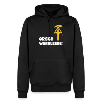 DDR retro Sprüche sächsisch Geschenk - Männer Premium Bio Hoodie - Schwarz - Vorne - Nico (187cm)