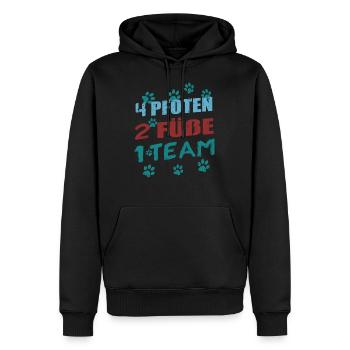 4 Pfoten, 2 Füße, 1 Team - Hunde T-Shirt - Männer Premium Bio Hoodie - Schwarz - Vorne - Nico (187cm)