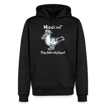 maritime Möwe norddeutsch Sprüche Geschenk - Männer Premium Bio Hoodie - Schwarz - Vorne - Nico (187cm)