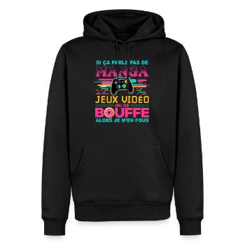 Manga Jeux vidéo Bouffe - Geek Humour Console - Sweat à capuche Premium bio Homme - noir - Devant - Nico (187cm)