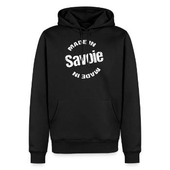 Made in Savoie white - Men’s Premium Organic Hoodie - black - Front - Nico (187cm)