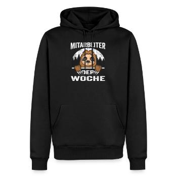 Mitarbeiter der Woche Faultier lustiger Spruch - Männer Premium Bio Hoodie - Schwarz - Vorne - Nico (187cm)