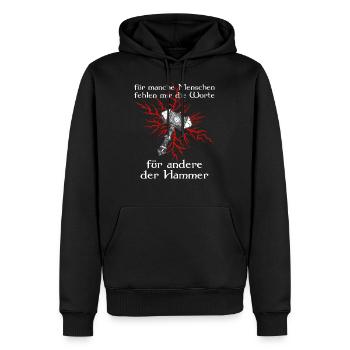 Germanen Wikinger Hammer Sprüche Geschenkidee - Männer Premium Bio Hoodie - Schwarz - Vorne - Nico (187cm)