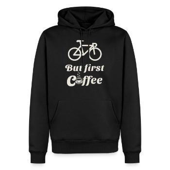 Bicycle but first coffee - Men’s Premium Organic Hoodie - black - Front - Nico (187cm)