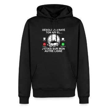 Pêcheur Humour Appel Cadeau Pêche - Sweat à capuche Premium bio Homme - noir - Devant - Nico (187cm)