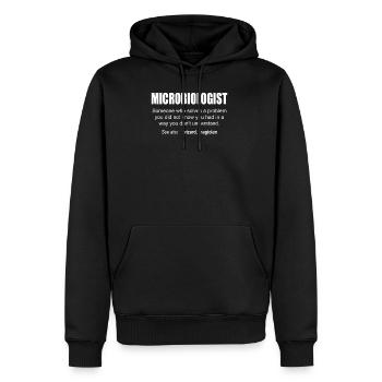 Microbiologist Description - Sweat à capuche Premium bio Homme - noir - Devant - Nico (187cm)