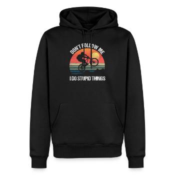 Mountain Bike Don’t Follow Me I Do Stupid Things - Sweat à capuche Premium bio Homme - noir - Devant - Nico (187cm)