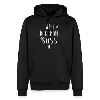 Wife. DOG MOM. boss. - Men’s Premium Organic Hoodie - black - Front - Nico (187cm)