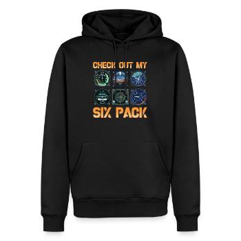 Lustige Check-out mein Six Pack Flugzeug Pilot Pun - Männer Premium Bio Hoodie - Schwarz - Vorne - Nico (187cm)