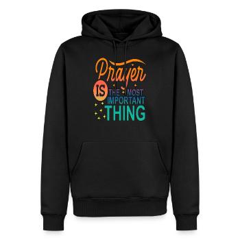 Beten Christliche Kleidung Gebet Gott Jesus Christ - Männer Premium Bio Hoodie - Schwarz - Vorne - Nico (187cm)