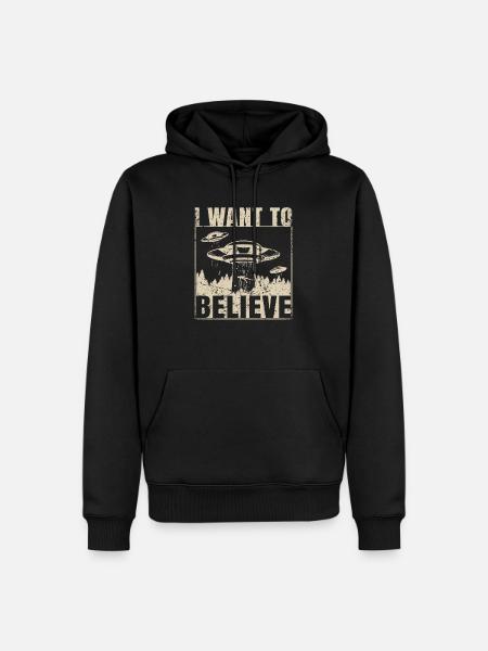 I Want To Believe Alien UFO - Herre Premium økologisk hoodie - sort