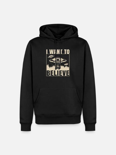 I Want To Believe Alien UFO - Herre Premium økologisk hoodie - sort