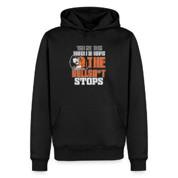 Funny Schweißer Wenn die Haube fällt der Bullshit - Männer Premium Bio Hoodie - Schwarz - Vorne - Nico (187cm)