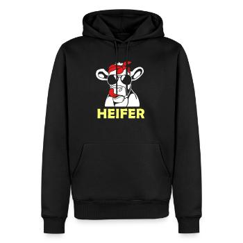 Vache - Sweat à capuche Premium bio Homme - noir - Devant - Nico (187cm)
