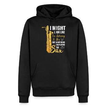 Saxophoniste cadeau de saxophone - Sweat à capuche Premium bio Homme - noir - Devant - Nico (187cm)