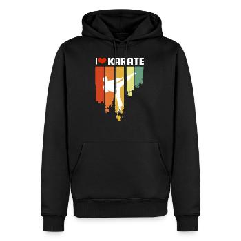 I Love Karate Retro Edition - Sweat à capuche Premium bio Homme - noir - Devant - Nico (187cm)
