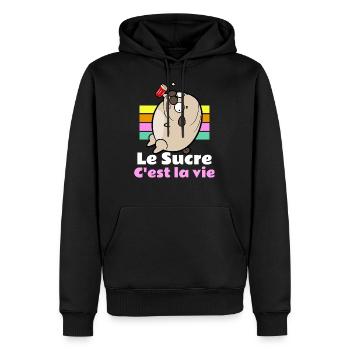 T shirt fun le sucre c'est la vie - Sweat à capuche Premium bio Homme - noir - Devant - Nico (187cm)