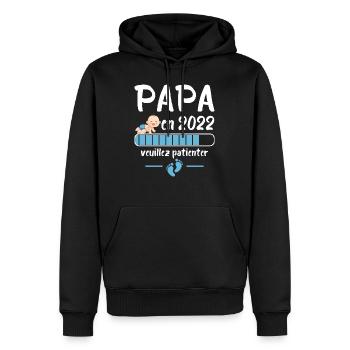 Futur papa 2022 idée cadeau nouvelle naissance - Sweat à capuche Premium bio Homme - noir - Devant - Nico (187cm)
