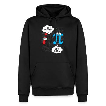 Funny Be Rational Get Real Math Pun Statistics - Men’s Premium Organic Hoodie - black - Front - Nico (187cm)