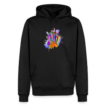 Arc-en-ciel zèbre shirt coloré - Sweat à capuche Premium bio Homme - noir - Devant - Nico (187cm)