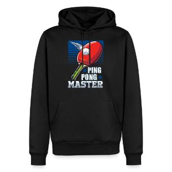 Joueur drôle de tennis de table de maître de ping-pong - Sweat à capuche Premium bio Homme - noir - Devant - Nico (187cm)