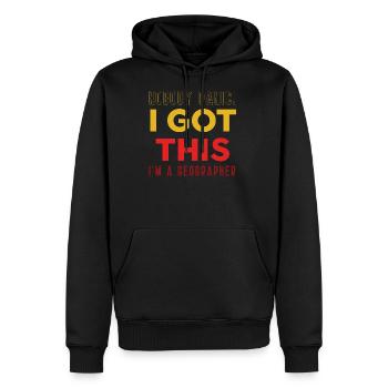 Géographe drôle Personne ne panique ! J’ai le moi - Sweat à capuche Premium bio Homme - noir - Devant - Nico (187cm)