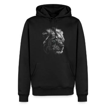 Löwenkopf - Männer Premium Bio Hoodie - Schwarz - Vorne - Nico (187cm)