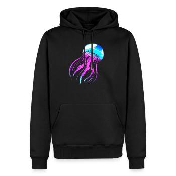 Qualle - Männer Premium Bio Hoodie - Schwarz - Vorne - Nico (187cm)