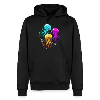 Qualle - Männer Premium Bio Hoodie - Schwarz - Vorne - Nico (187cm)