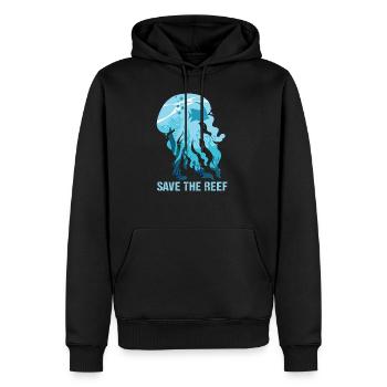 Qualle Riff Umweltschutz - Männer Premium Bio Hoodie - Schwarz - Vorne - Nico (187cm)
