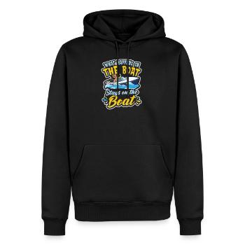 Kapitän, was auf dem Boot passiert, bleibt auf dem Boot - Männer Premium Bio Hoodie - Schwarz - Vorne - Nico (187cm)