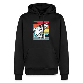 Poissons Carpes de brochet - Sweat à capuche Premium bio Homme - noir - Devant - Nico (187cm)