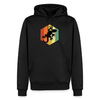 Distressed Gecko Tropski Guster Hexagone - Sweat à capuche Premium bio Homme - noir - Devant - Nico (187cm)
