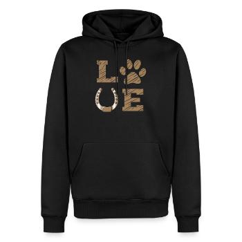 Love cheval chien cheval amateur de chevaux vacances - Sweat à capuche Premium bio Homme - noir - Devant - Nico (187cm)