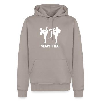 Muay Thai - Sweat à capuche Premium bio Homme - taupe - Devant - Nico (187cm)
