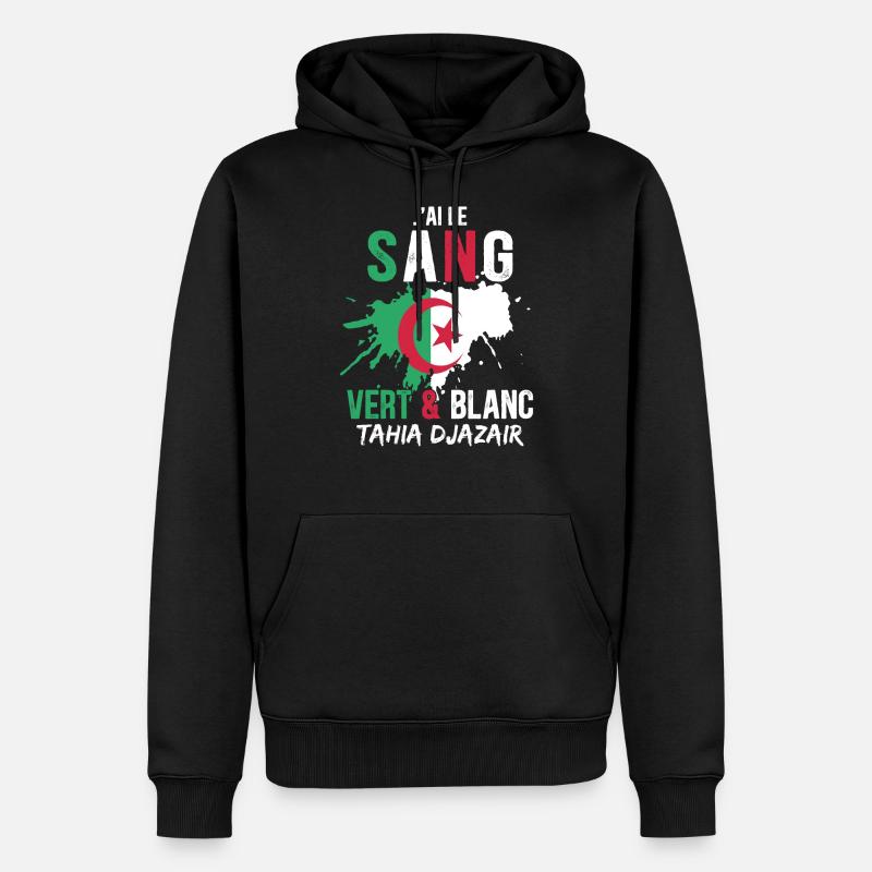 Drapeau Algérie Cadeau Supporter Algérien Équipe - Sweat à capuche Premium bio Homme - noir